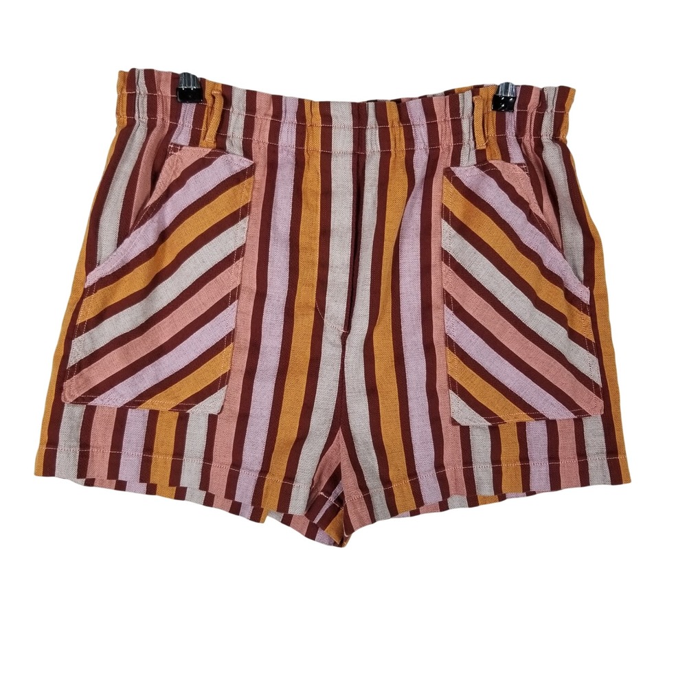 Anthropologie Striped Shorts Women Large Multi-Color High Waist Cotton Boho 174s